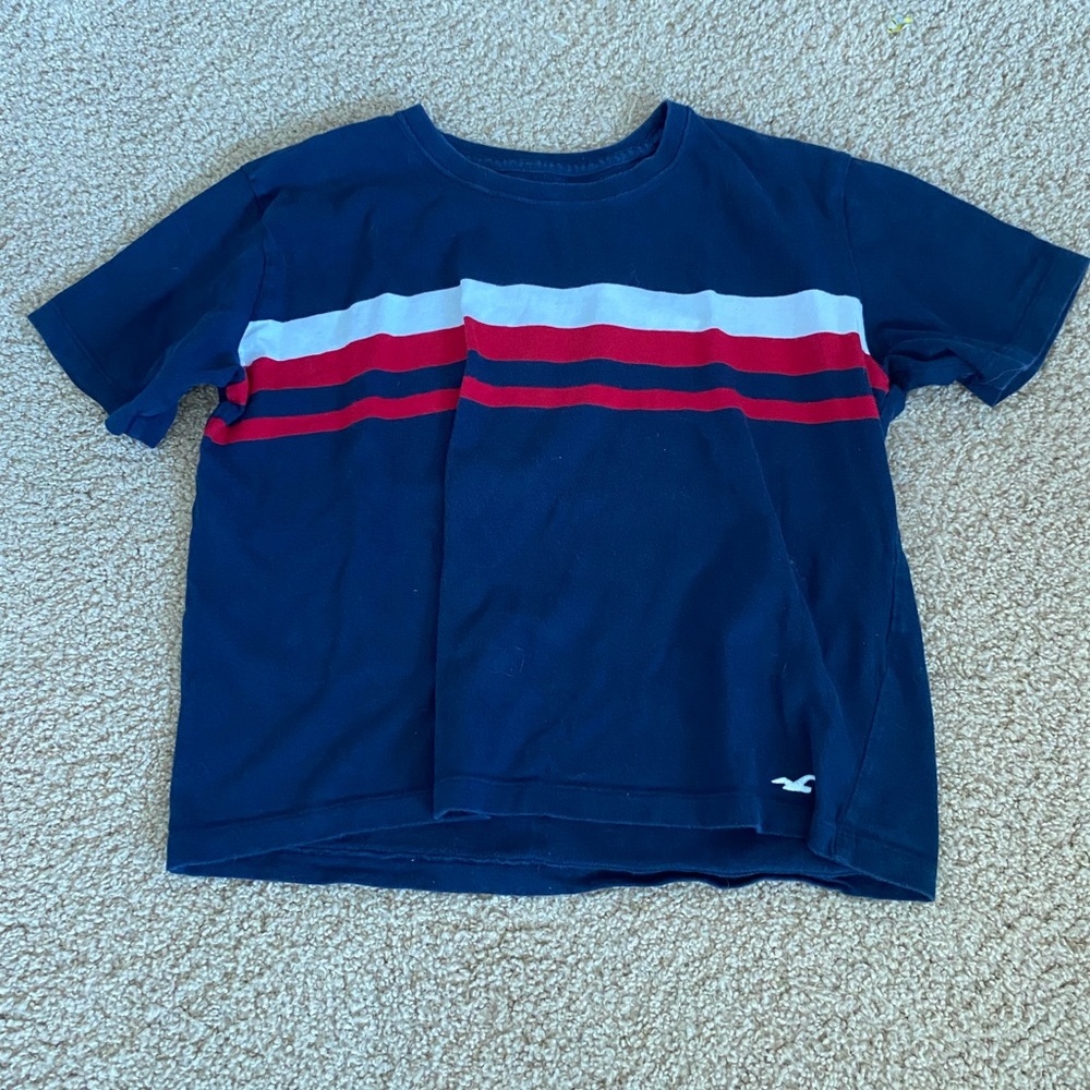 Red and white striped Hollister Cropped T-Shirt